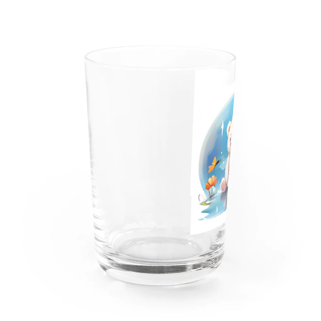 りんりんの可愛いシロクマちゃんショップ　かわいいよ！の池にいる白くま Water Glass :left