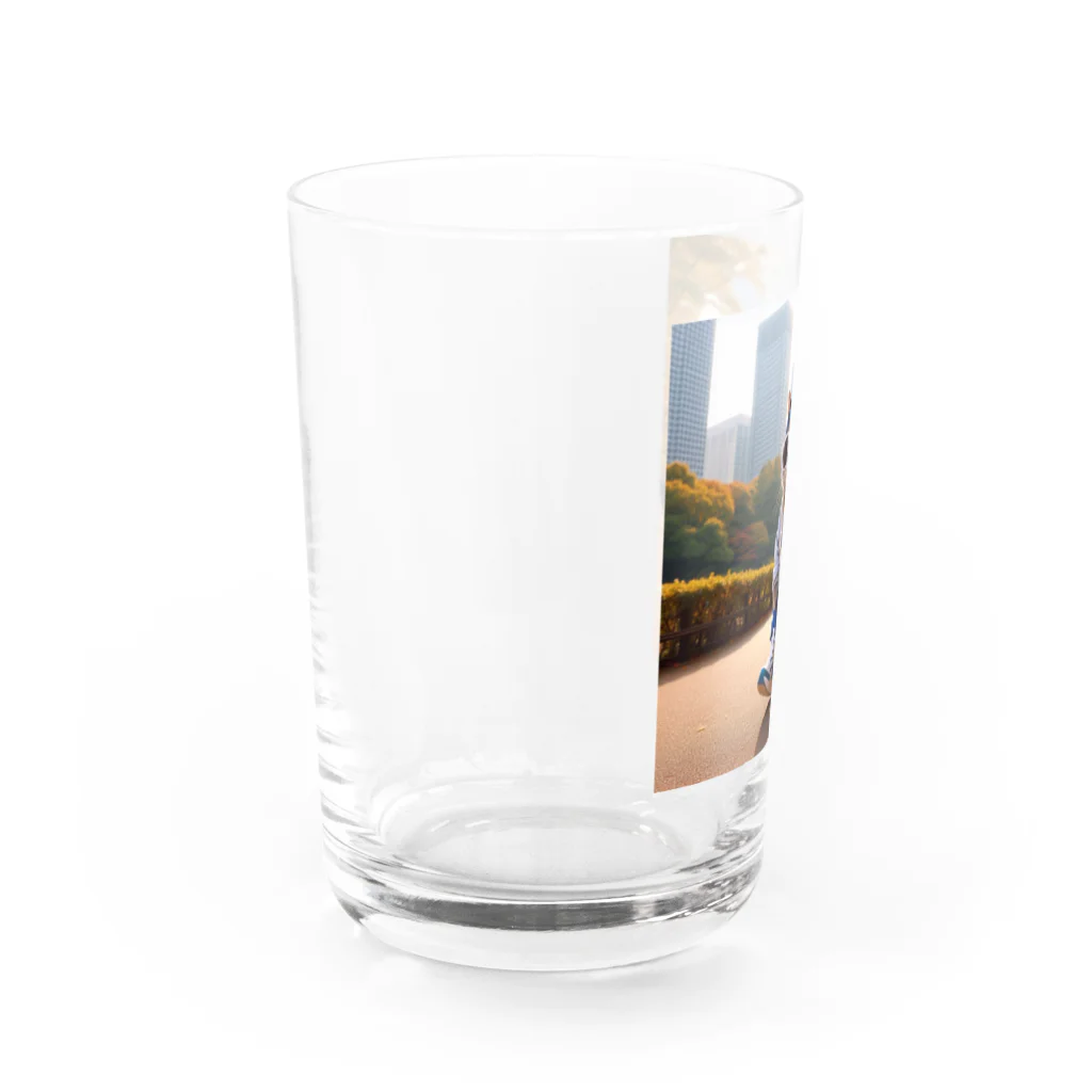 jkmurataの運動大好きなおしゃれネコ Water Glass :left