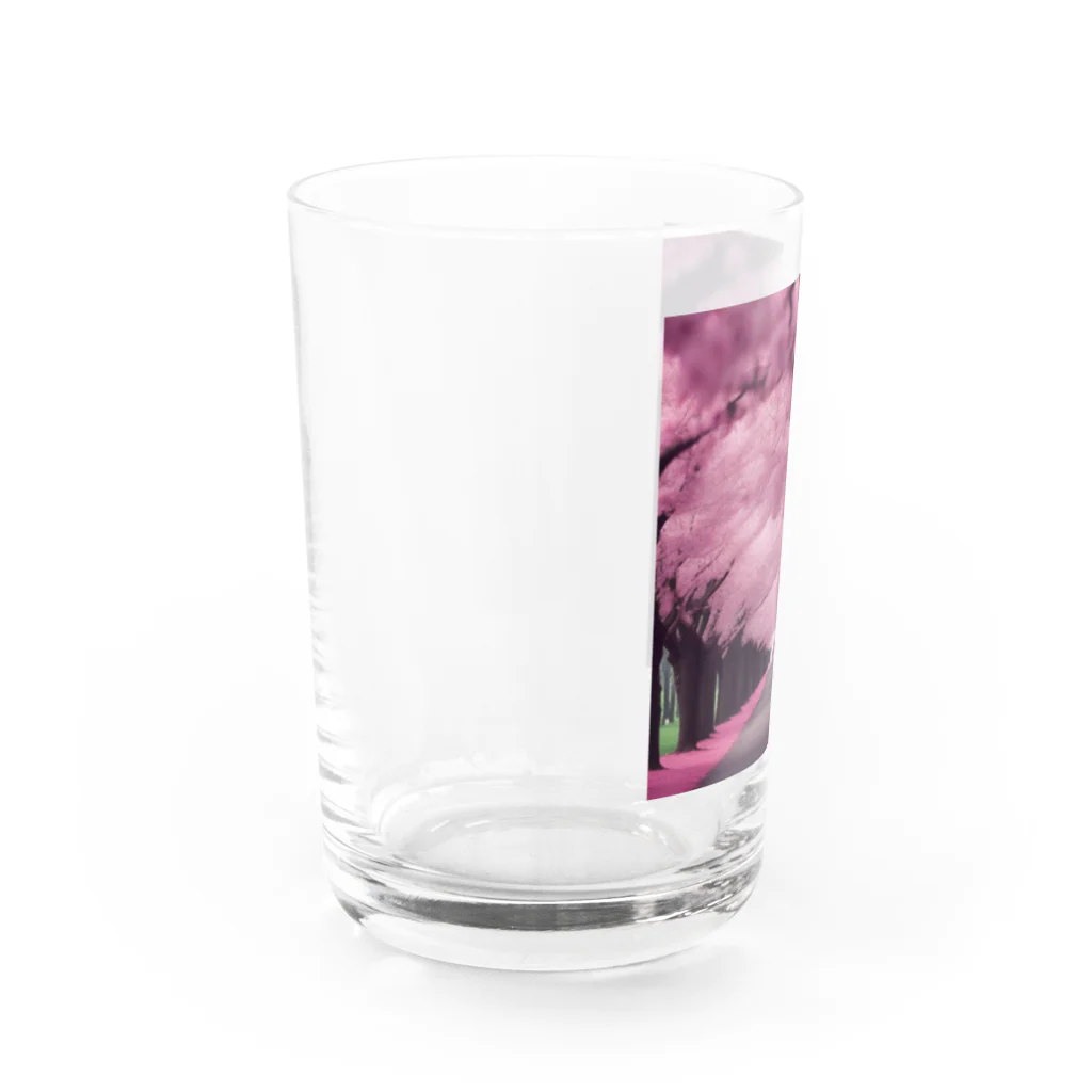 りばーあにまるの満開の桜道 Water Glass :left