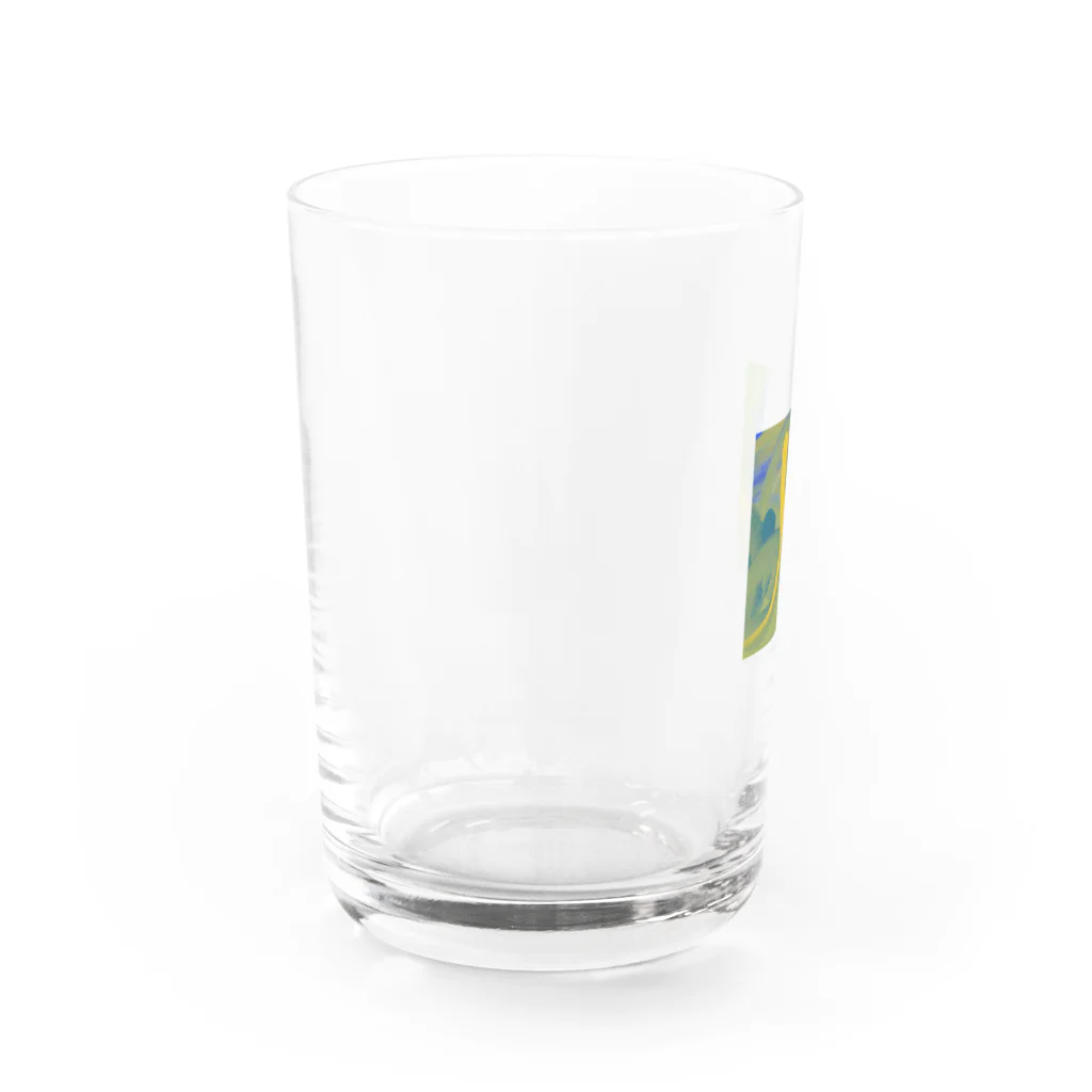 納豆ごはんの緑と黄色と青緑の混色 Water Glass :left