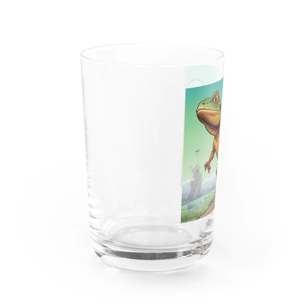 marrikat189の崖から飛び立つトカゲ Water Glass :left