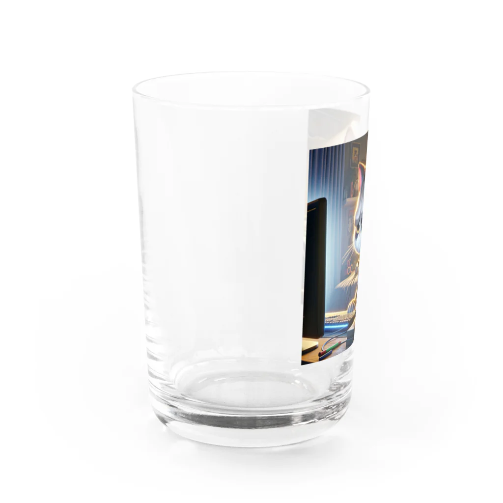 ARIES-TEREAの仕事中のかわいい猫 Water Glass :left