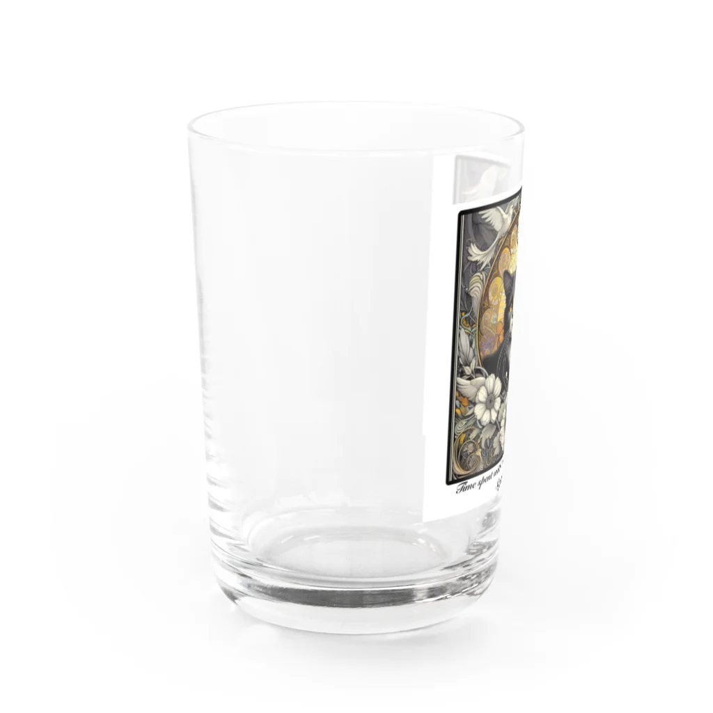 adarahのハチワレにゃんとお花 Water Glass :left