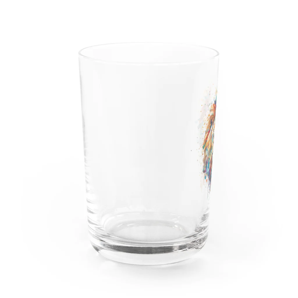 MirofuruDesignの抽象的なライオンスプラッシュTシャツ Water Glass :left