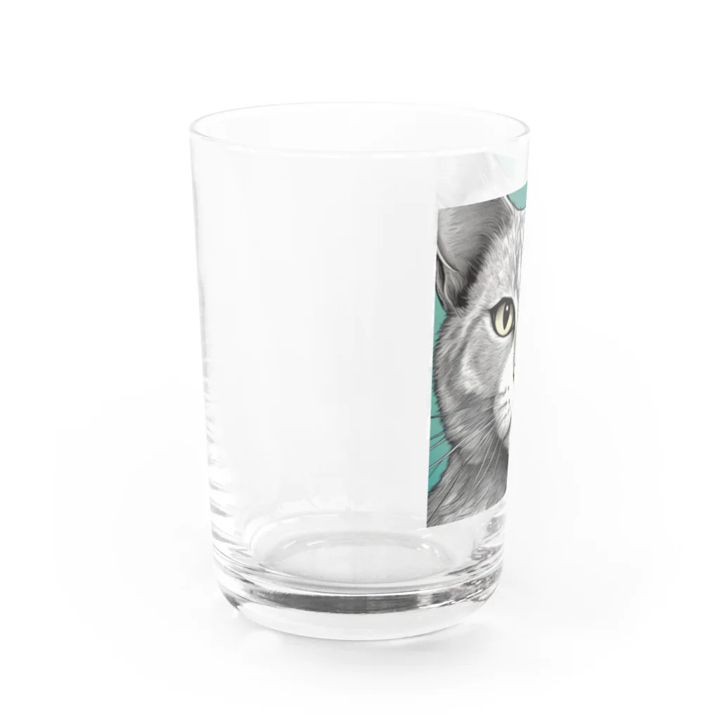 にゃんこーねこのドアップ猫 Water Glass :left