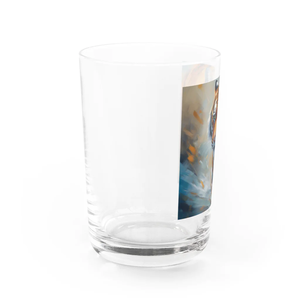 Isaiah_AI_Designの精力的なトラ Water Glass :left