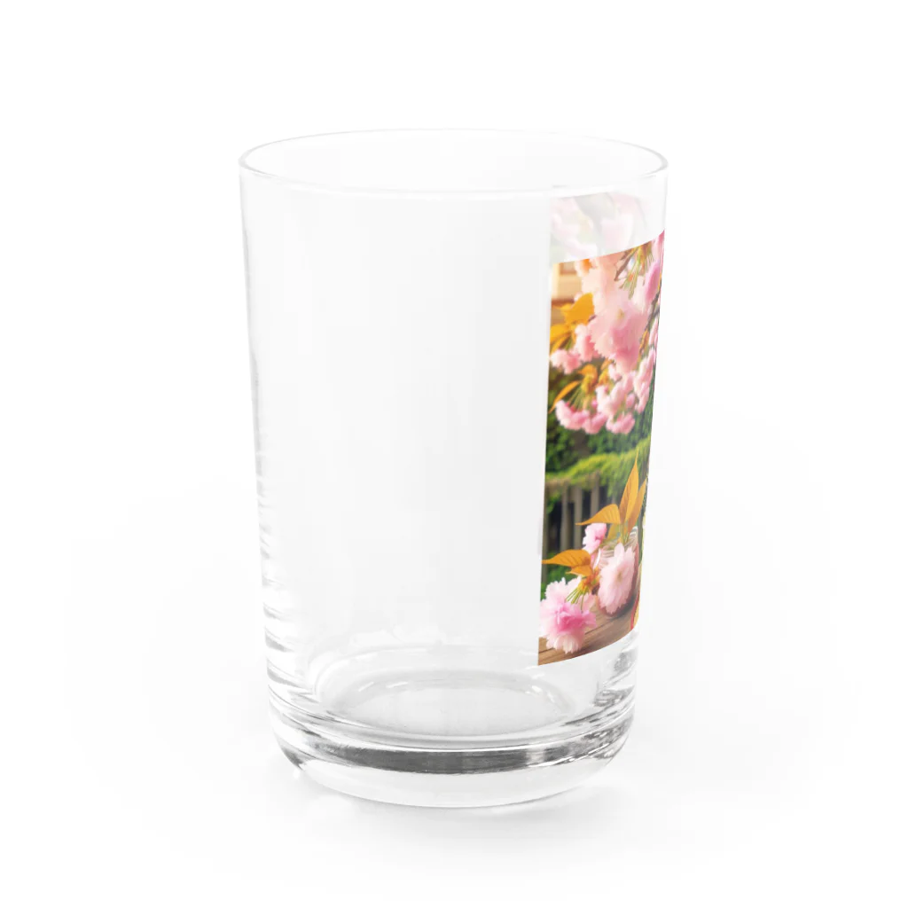 猫と紡ぐ物語の春の訪れを告げる桜満開 Water Glass :left