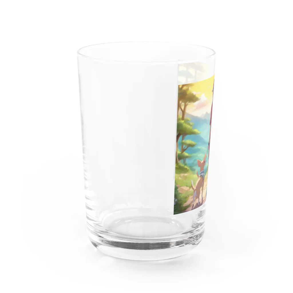 にこにこアニマルズ🐶のチワワと夕焼け散歩 Water Glass :left