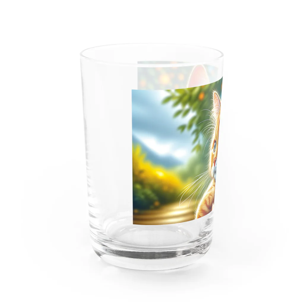 Ama'sのトラ猫Thinking Time Water Glass :left