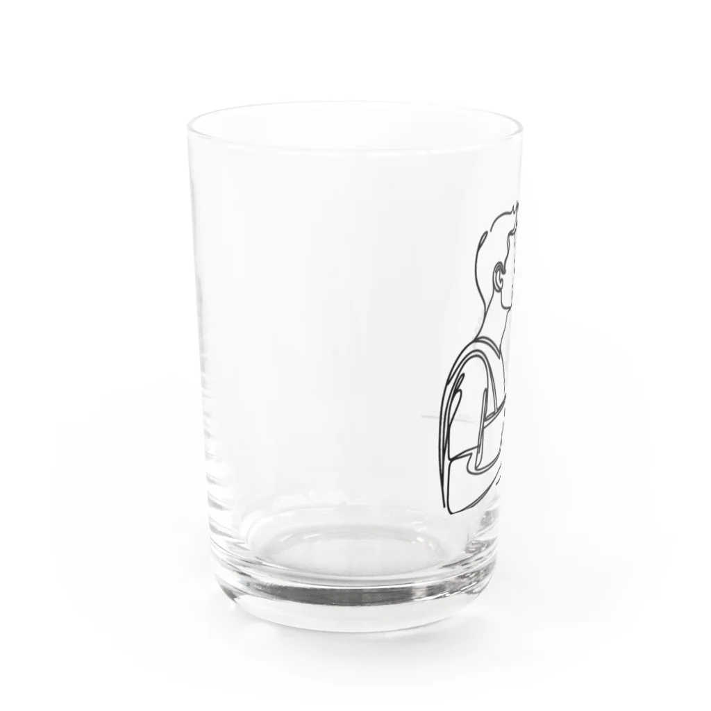 モノライティングの三限終わりの珈琲(男子大学生ver.) Water Glass :left