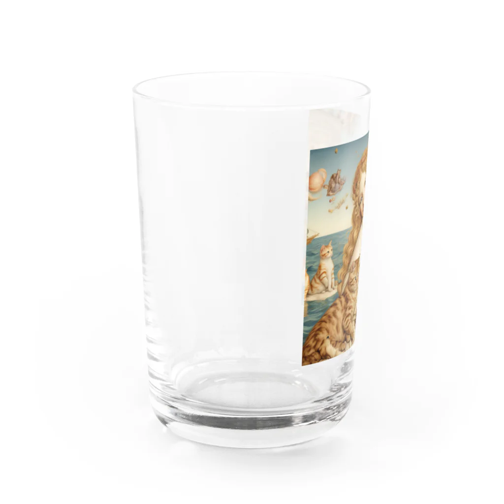 だんのんのボッティチェリのヴィーナスは猫が大好き Water Glass :left