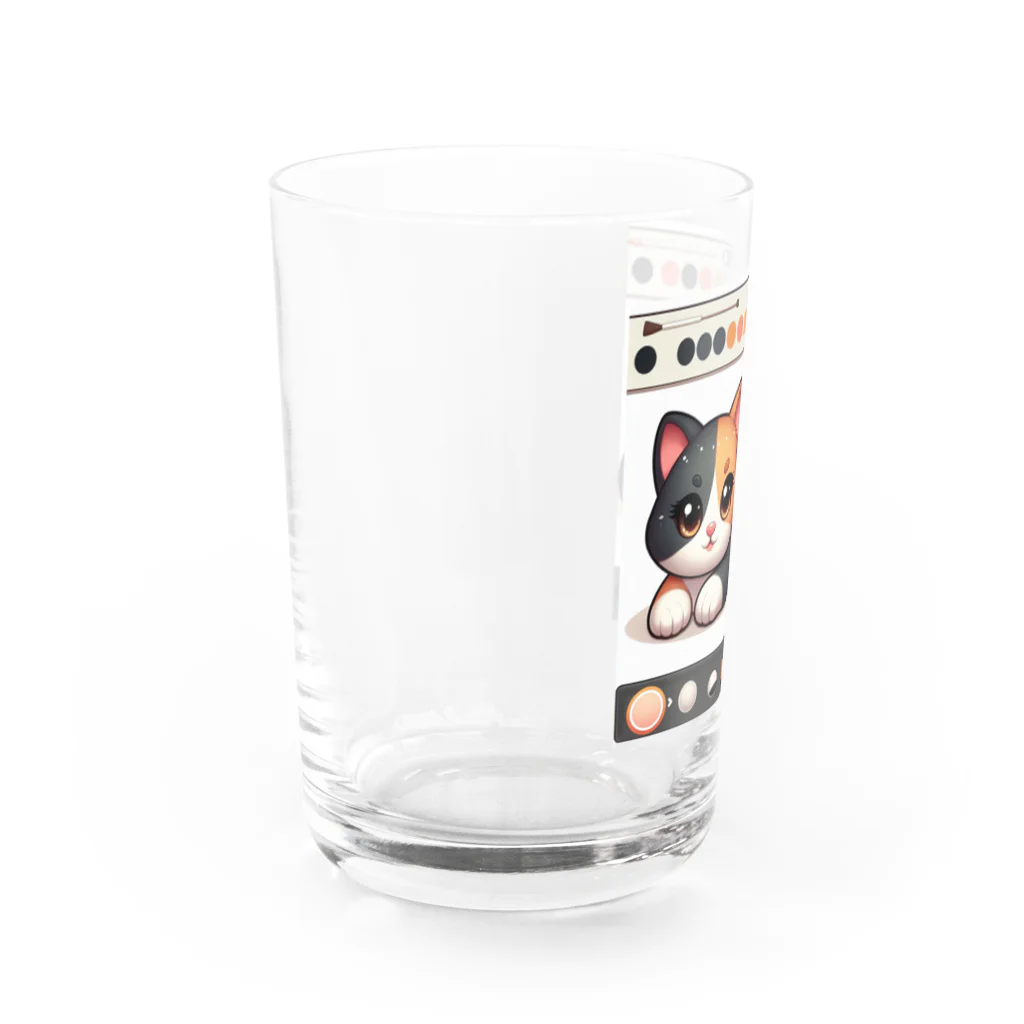 NEKOMARUDOUの三毛猫ペイント Water Glass :left