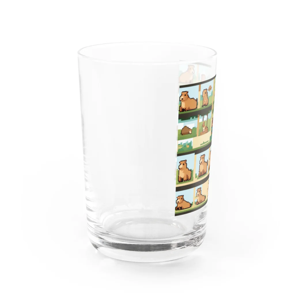 mazislowlifeの草原を走り回っているカピバラ Water Glass :left