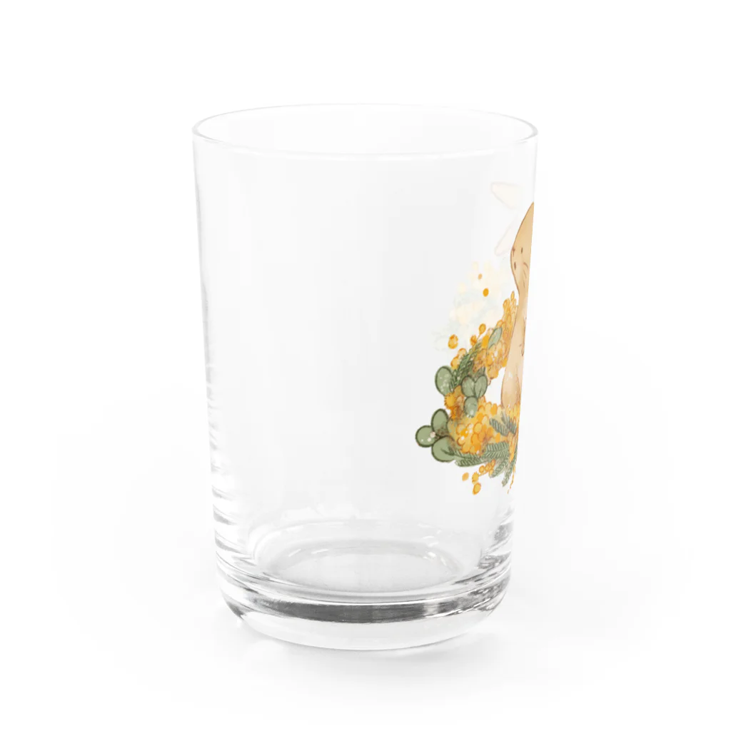 たかはらゆかイラストレーションのミモザと子うさぎ Water Glass :left