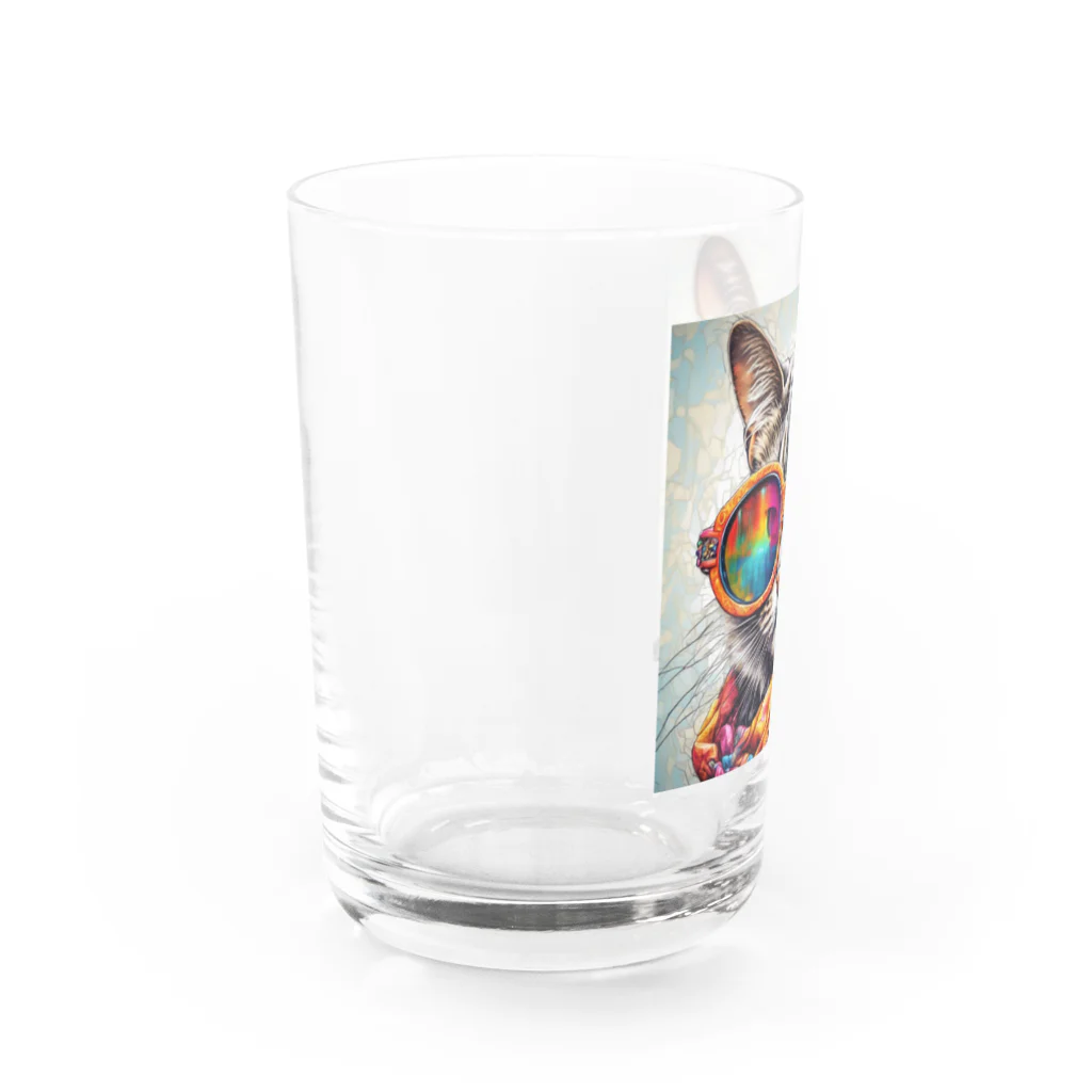 だんのんのカラフルメガネをかけた猫 Water Glass :left