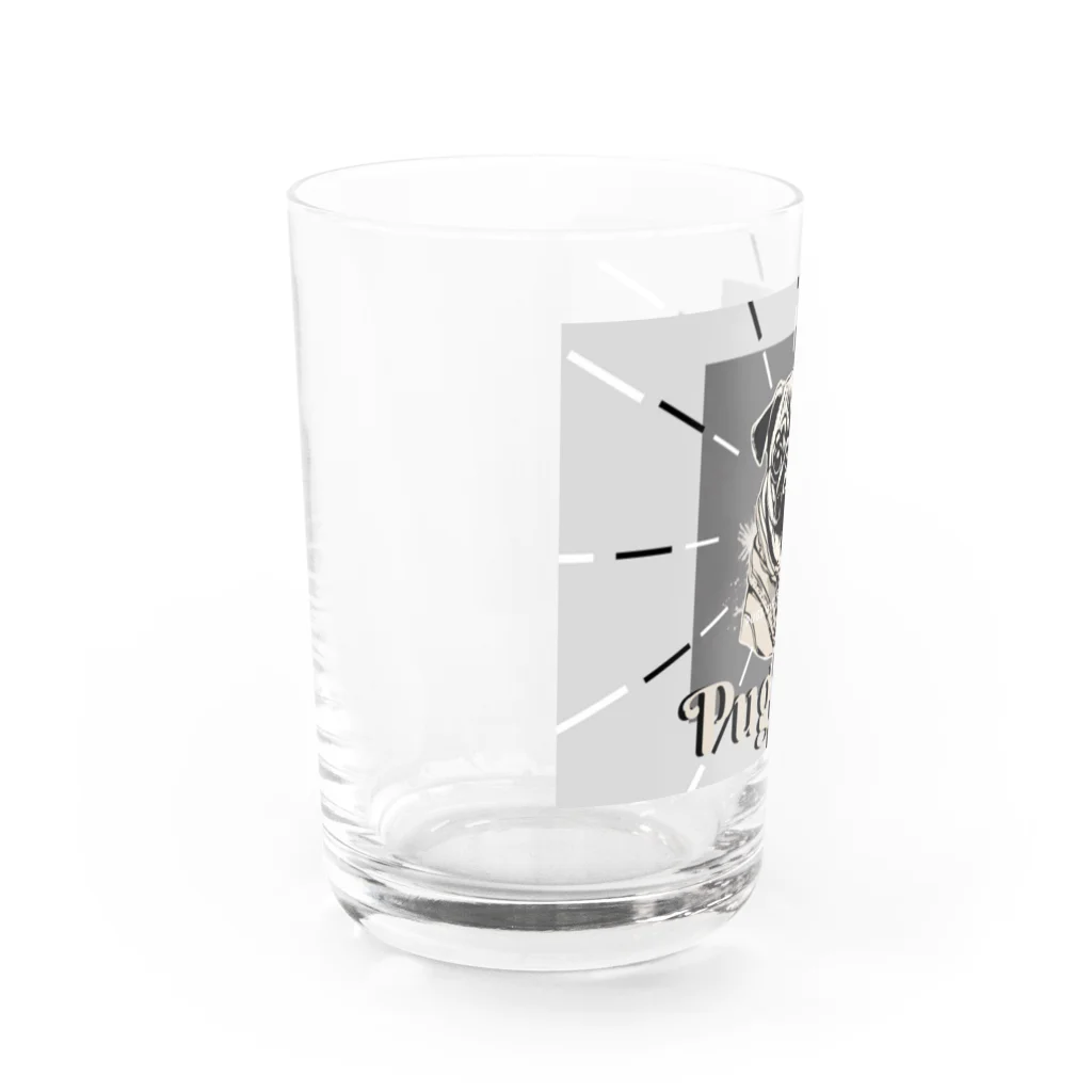 ぱぐ✩.*˚パグ✩.*˚PUG✩.*˚の後光が差すパグ Water Glass :left