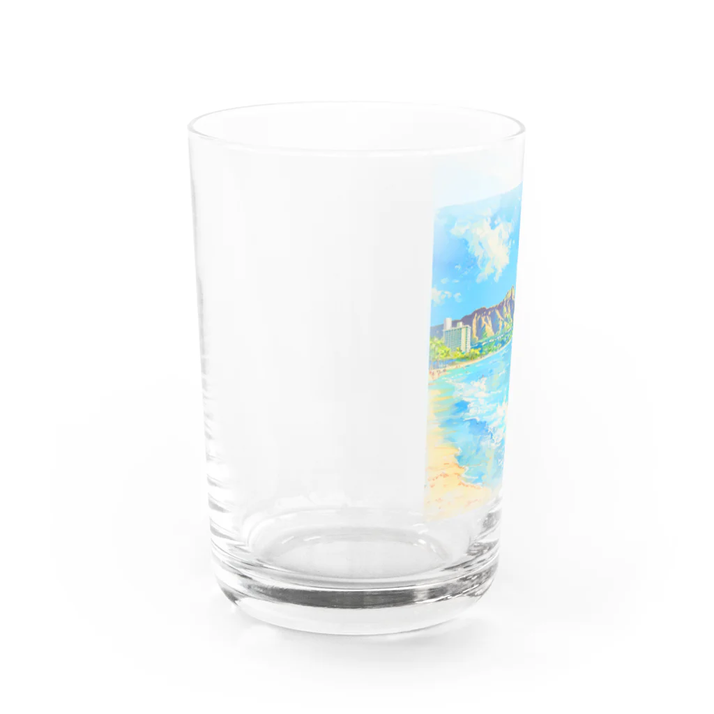 ALOHA from HAWAII 〜ハワイから愛を込めて〜の水彩画ワイキキビーチ Water Glass :left