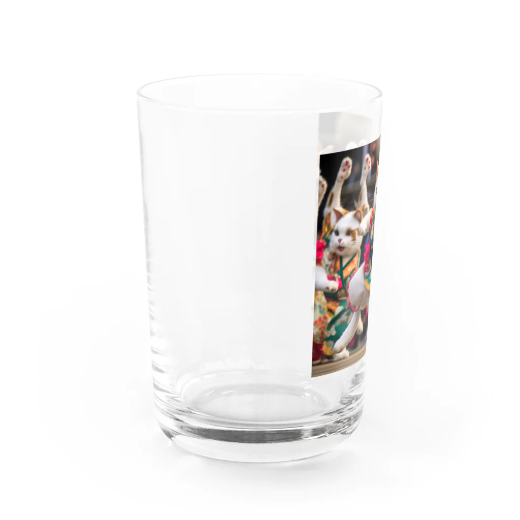 だんのんのよさこい祭りで踊る猫達 Water Glass :left