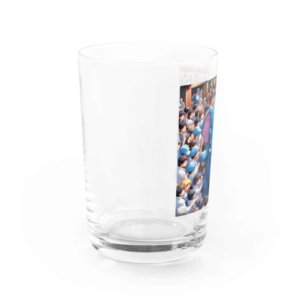 にっくすSTOREの人ごみで押されたり、ぶつけられる青いゾウ Water Glass :left