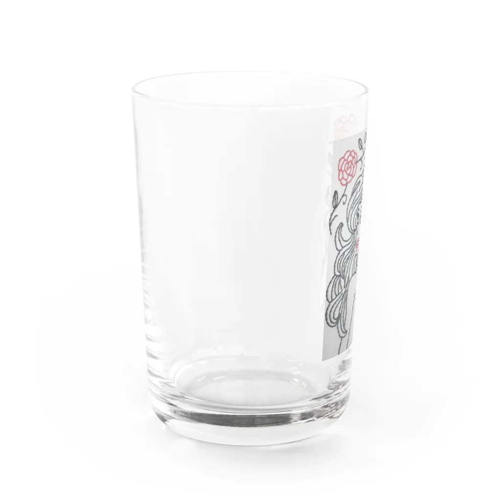 ピンクの象のハートタトゥー Water Glass :left