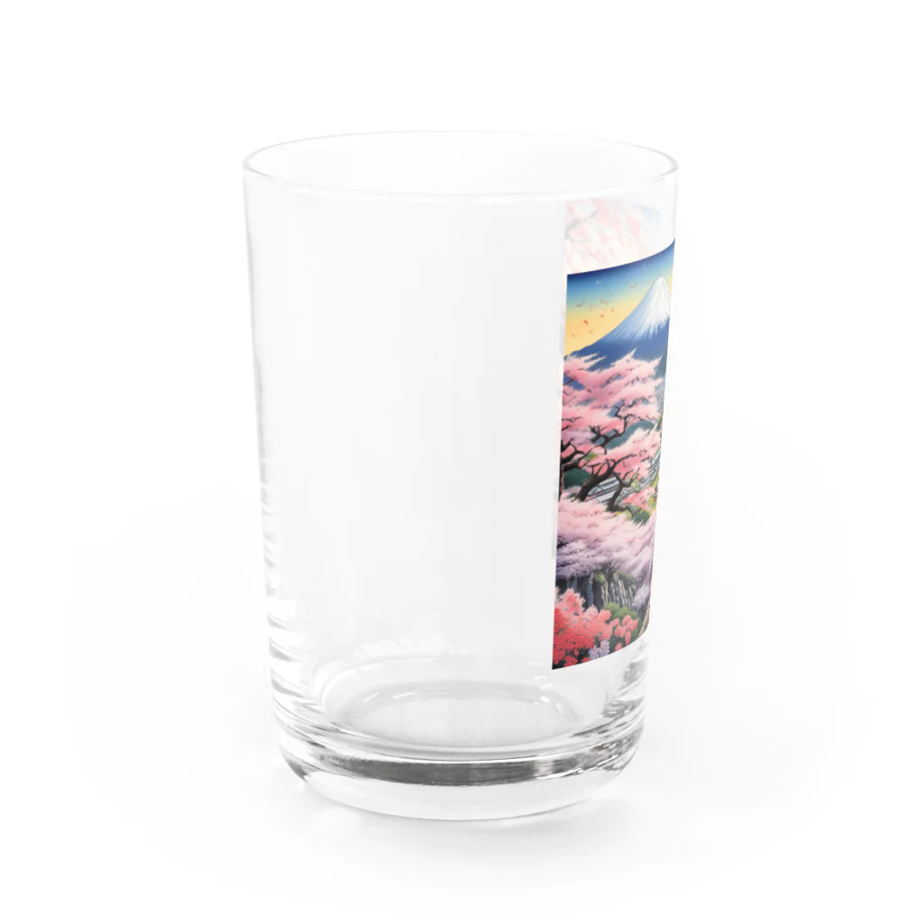 だんのんの桜と富士山と猫 Water Glass :left