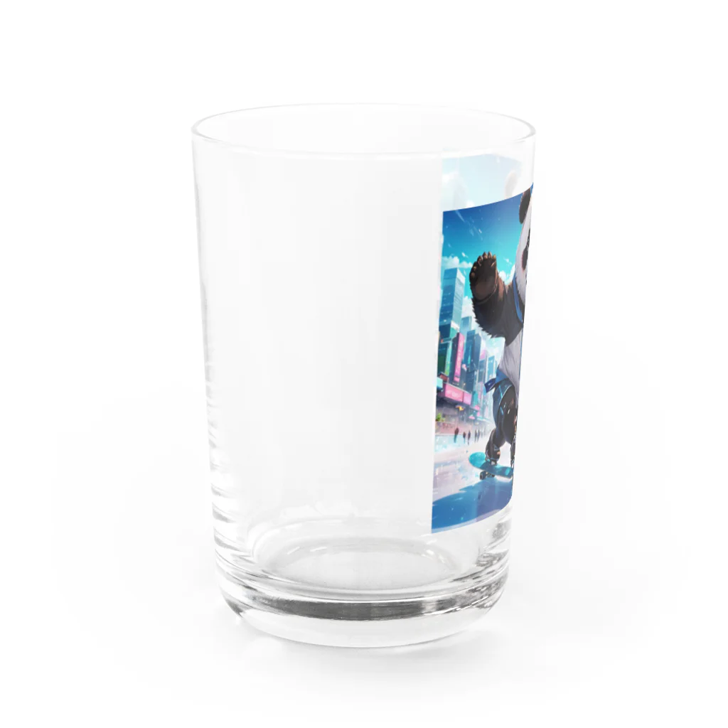 rakutenitibaのスケボーが楽しいパンダ Water Glass :left