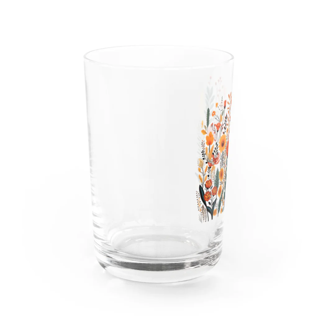Grazing Wombatのヴィンテージなボヘミアンスタイルの花柄　Vintage Bohemian-style floral pattern Water Glass :left