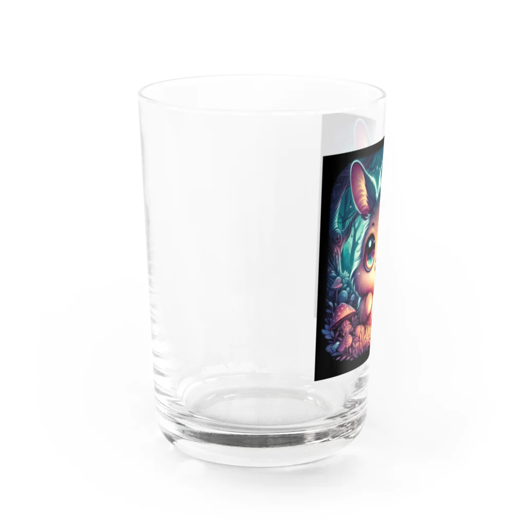 たんたん狸の不気味で可愛い森の不気味で可愛いウサギ001 Water Glass :left