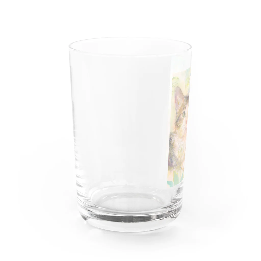 やさしい世界の綿毛と猫 Water Glass :left