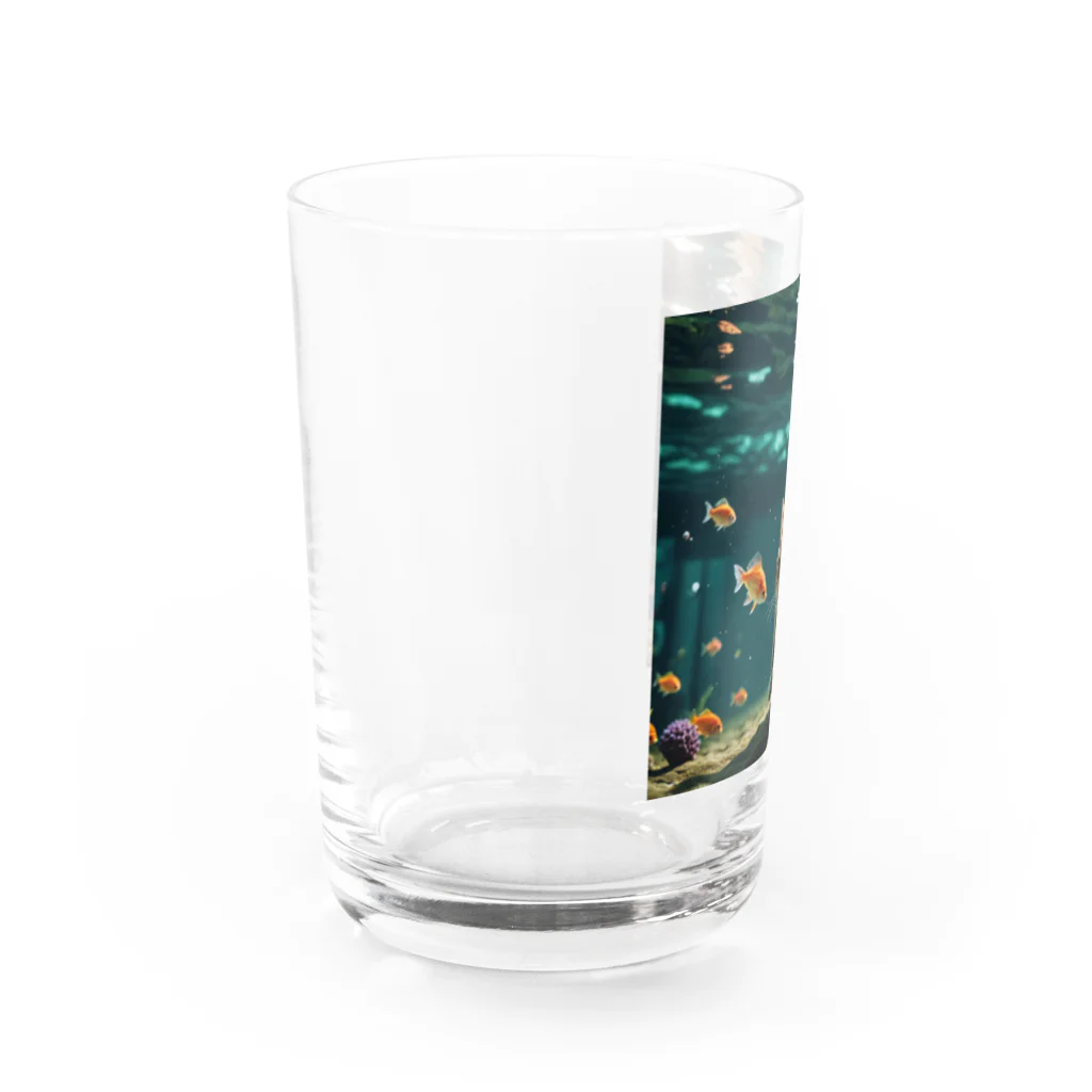 sion1010の泳ぐ猫グッズ Water Glass :left