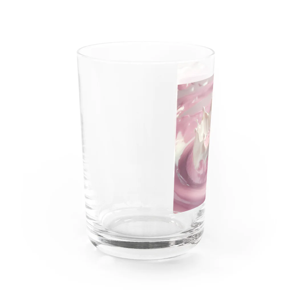 chan-takehaniの“ピンクのミルククラウン グラス左面