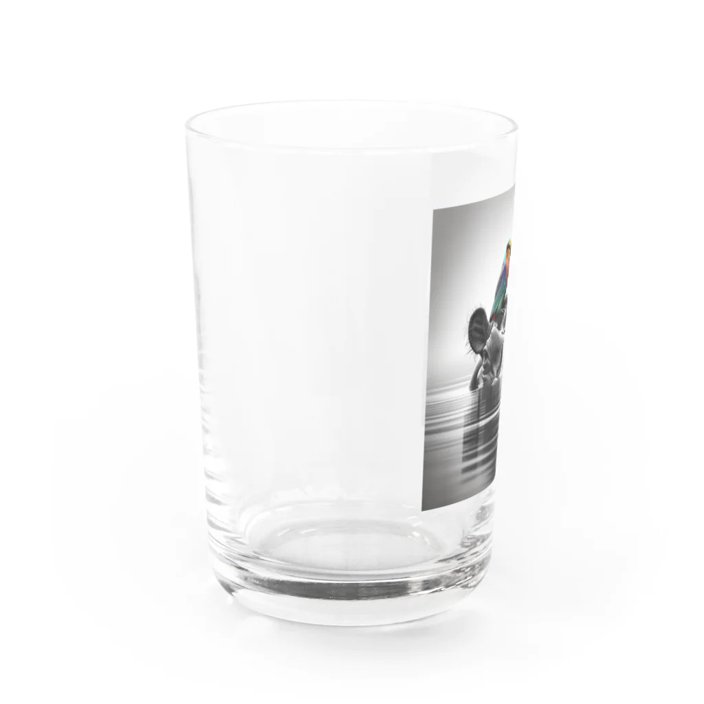 chaochao0701のカバと小鳥の友情 Water Glass :left