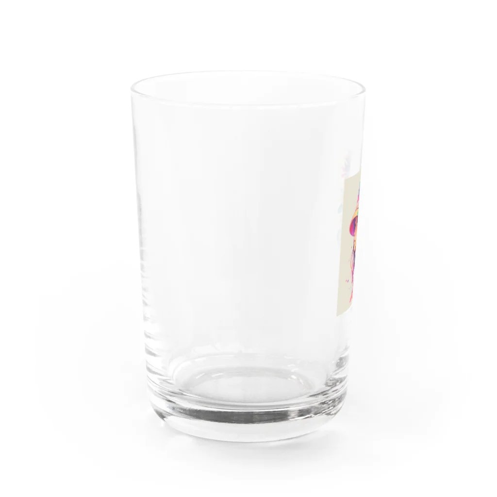 AQUAMETAVERSEのお花を飾った帽子をかぶった少女　BLUE PLUM  691 Water Glass :left