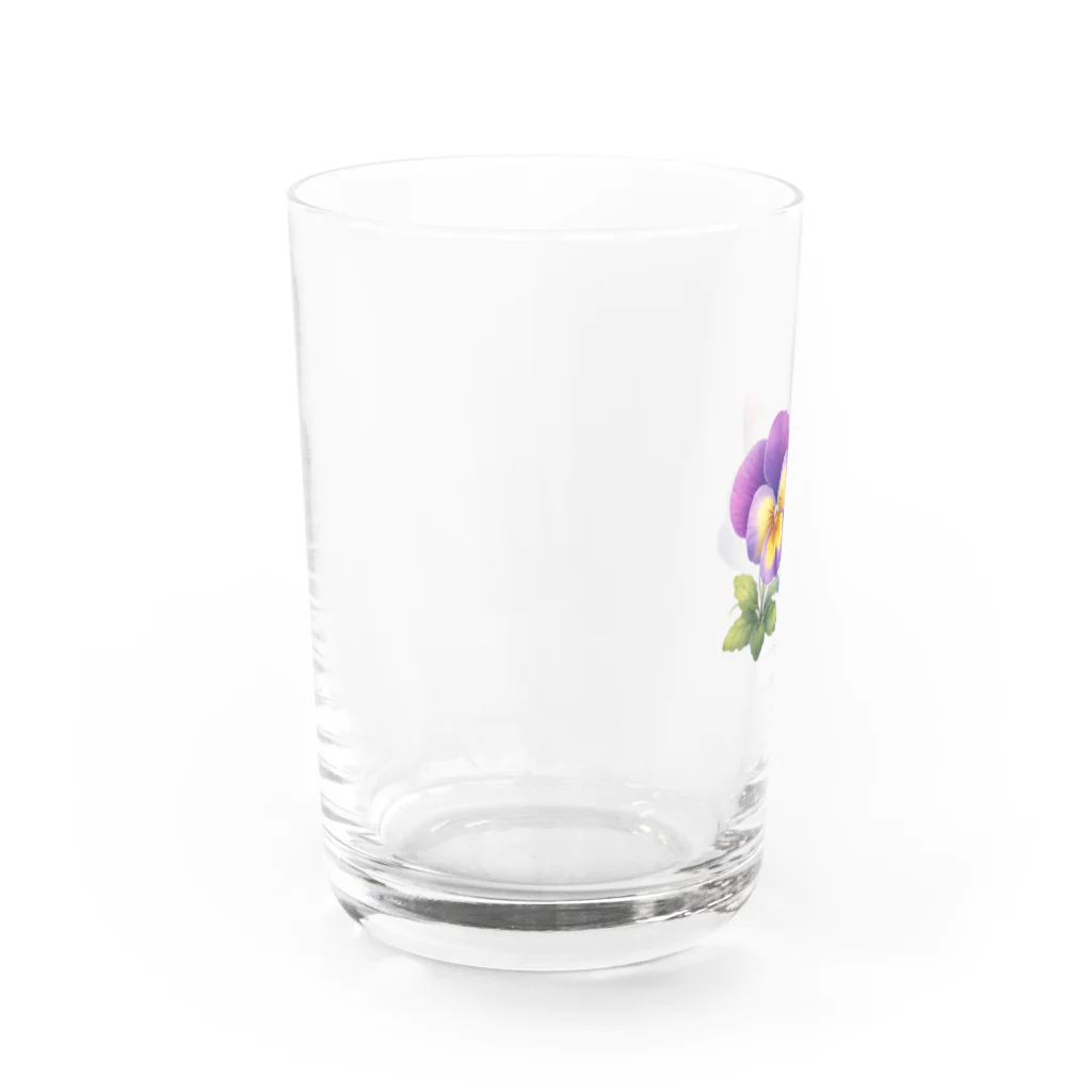 Y m @Y's shopの猫とパンジー Water Glass :left