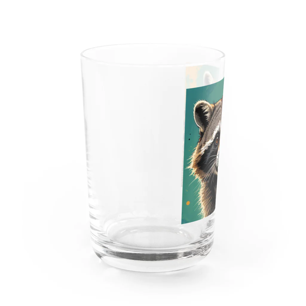 たわしのキリっとしたアライグマ Water Glass :left