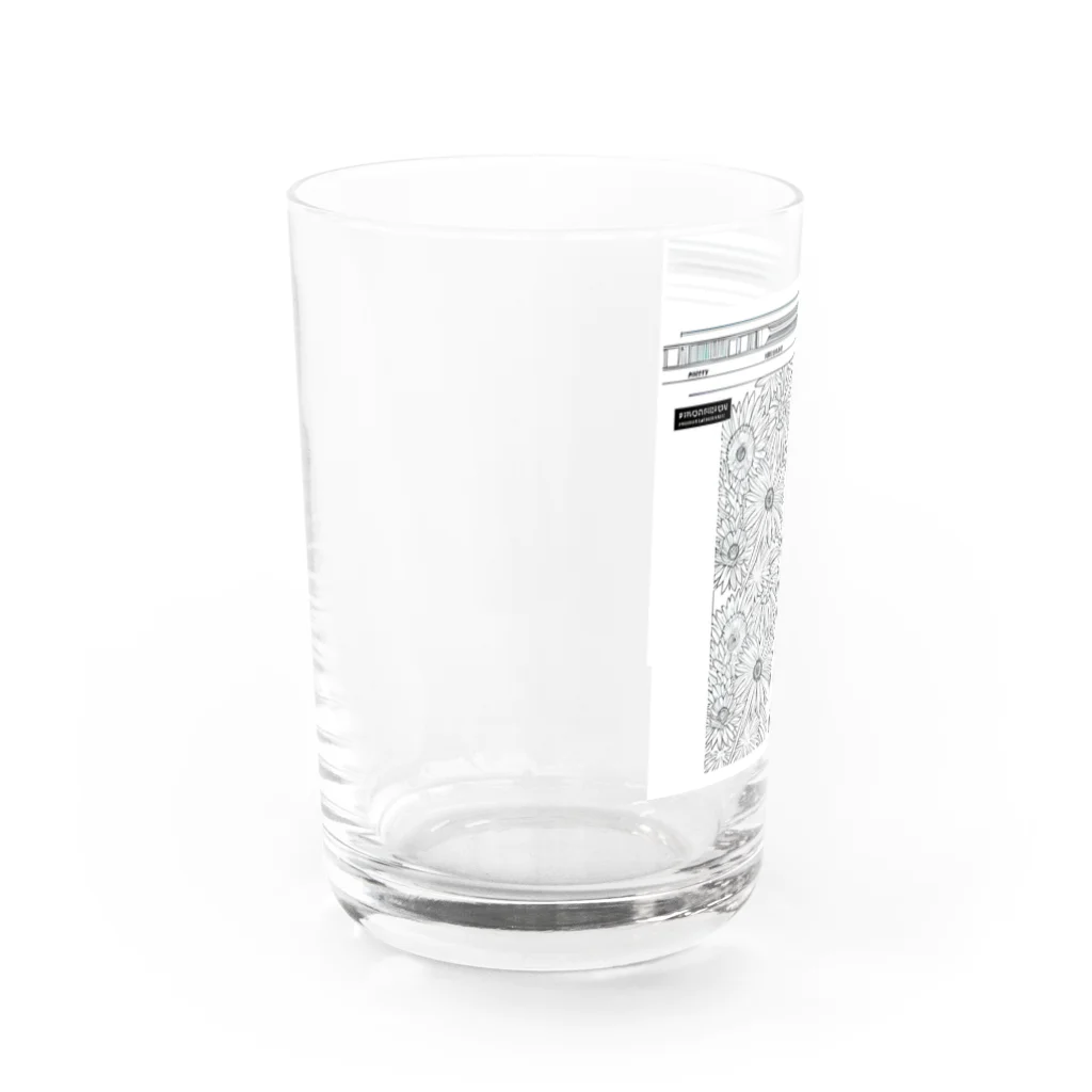 猫集めの爽やかな女性が描かれた線画 Water Glass :left