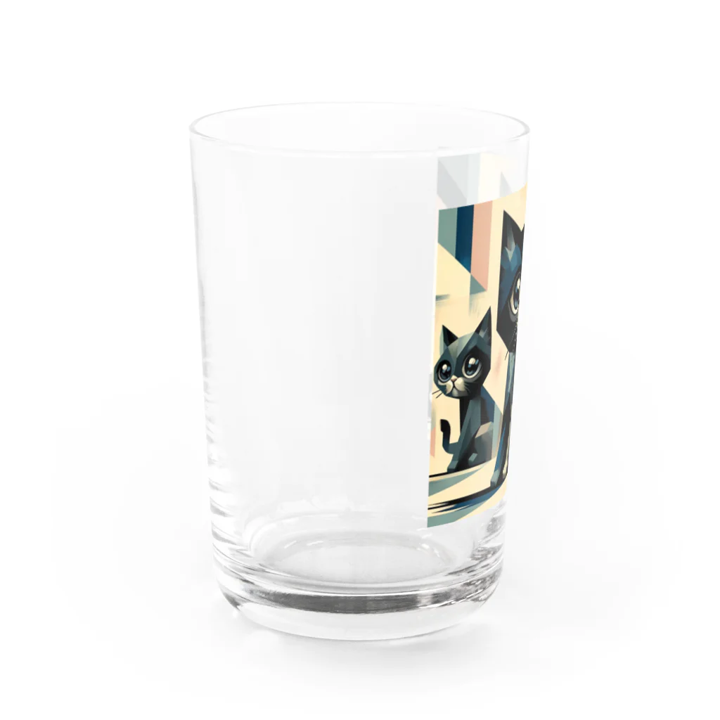 スタイル112の黒猫　キュビズム01 Water Glass :left