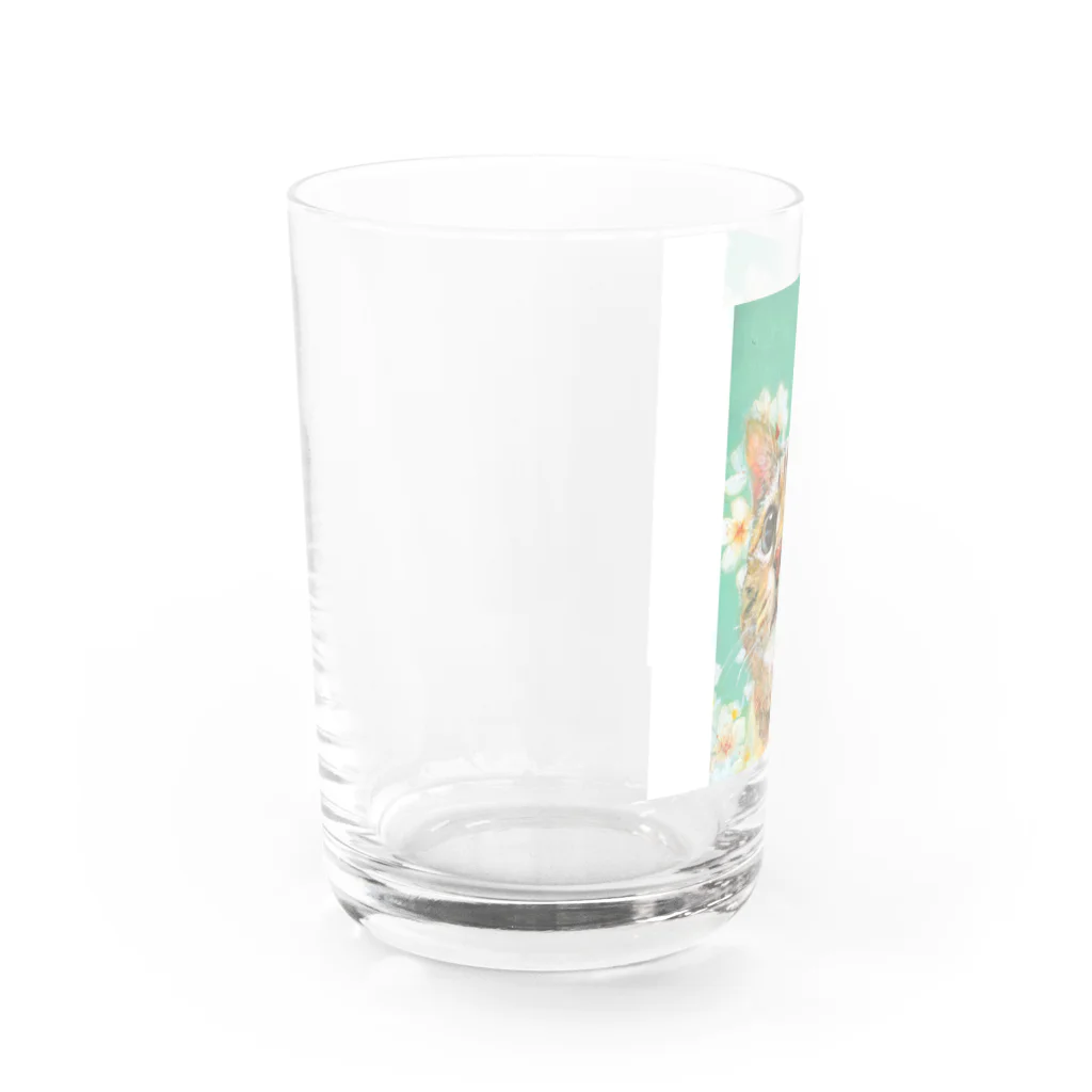 やさしい世界のさくらんぼの花とねこ Water Glass :left