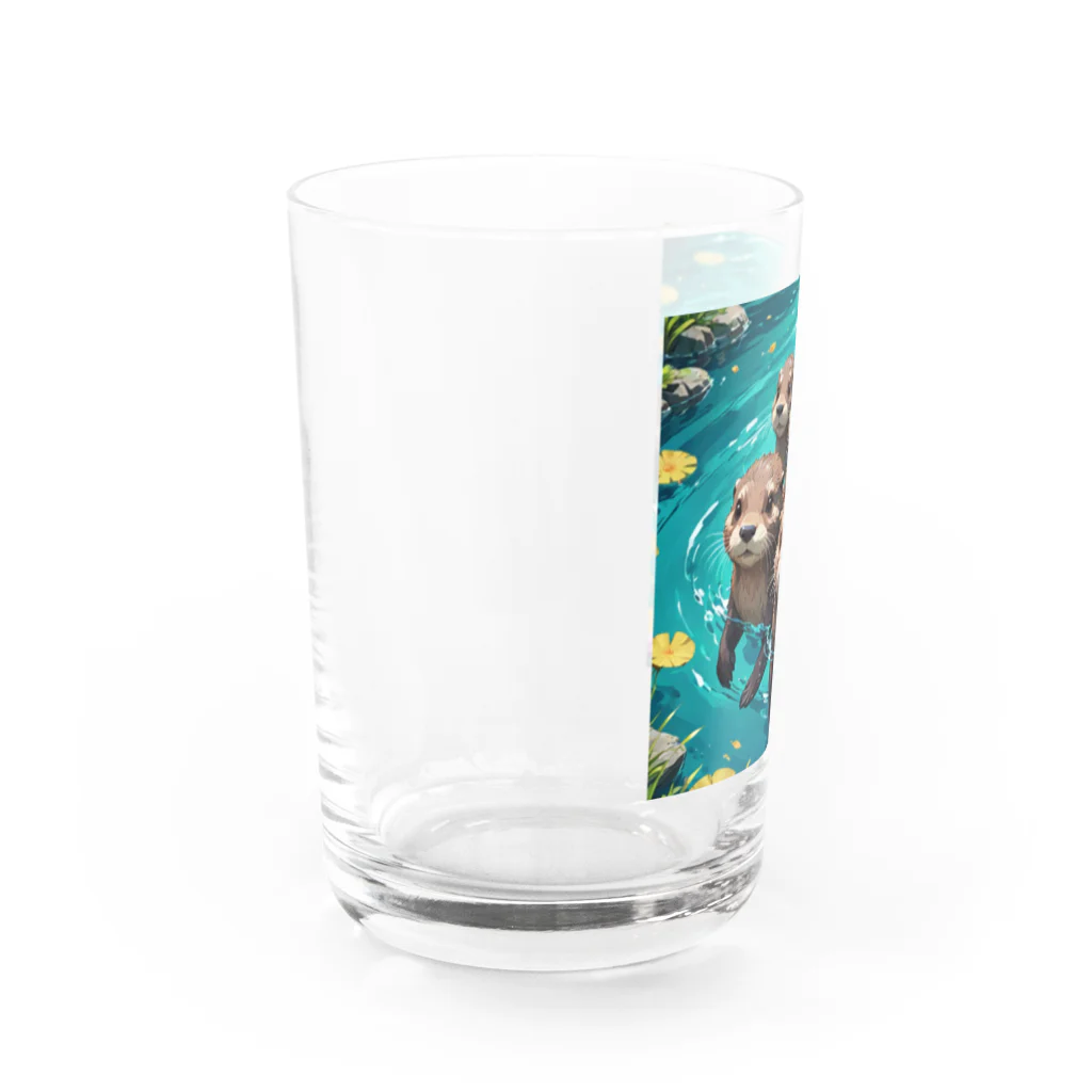 processorの水遊びする親子カワウソ Water Glass :left