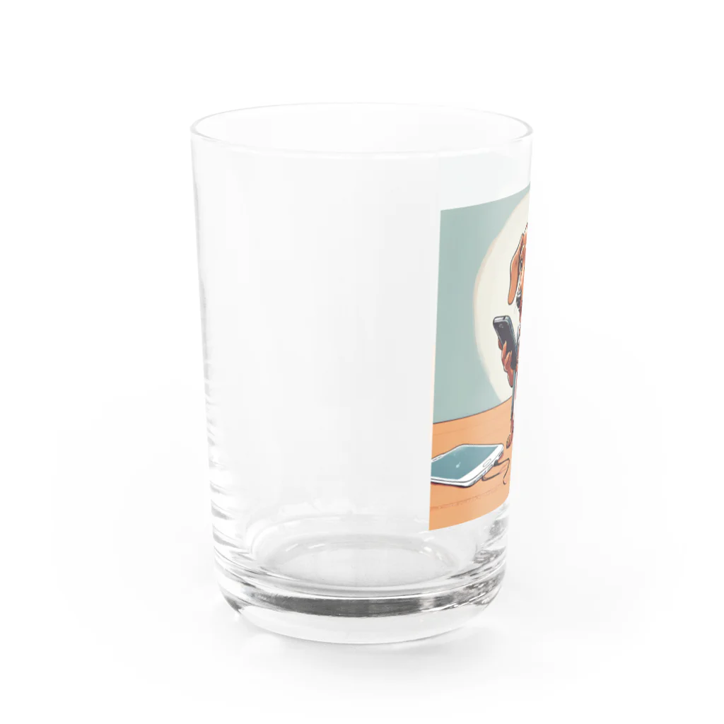 Runのスマホ依存症のダックスフント Water Glass :left