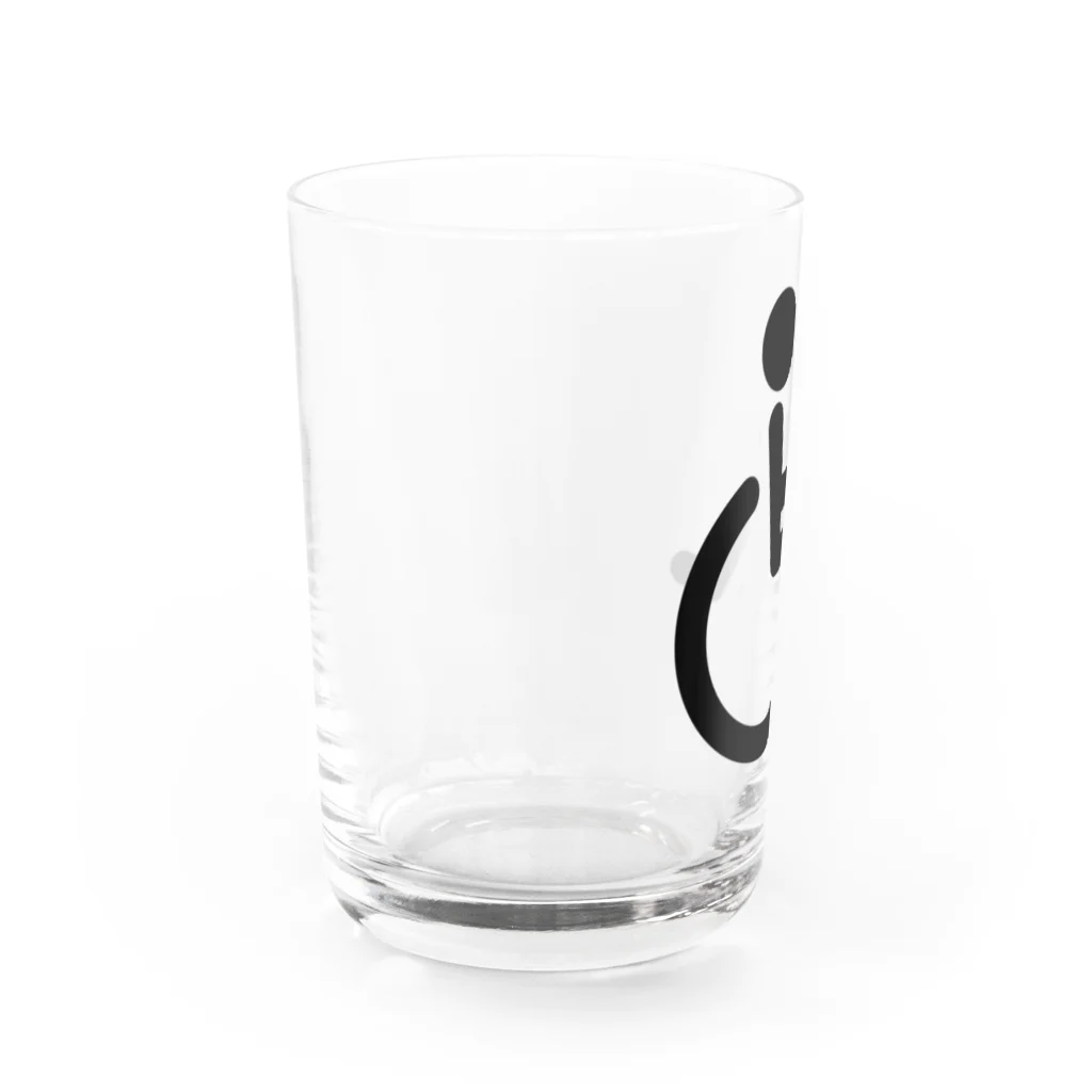 お絵かき屋さんの車椅子マーク（黒） Water Glass :left