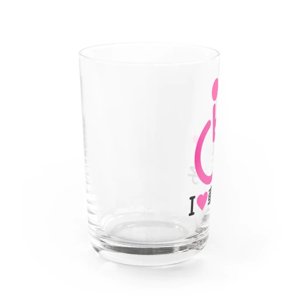 お絵かき屋さんの車椅子マーク（ピンク）/アイラブ車椅子（I LOVE 車椅子） Water Glass :left