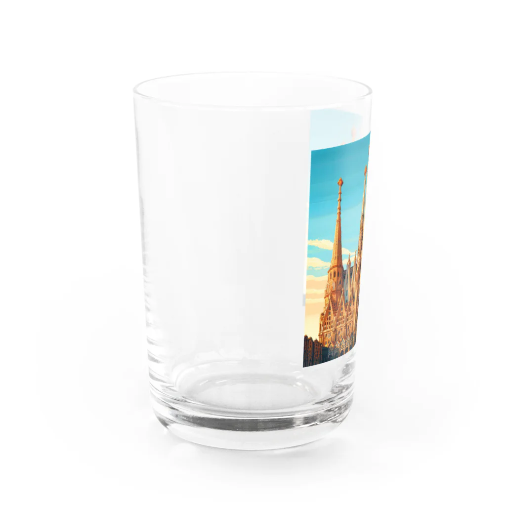 Pixel Art Goodsのサクラダファミリア（pixel art） Water Glass :left