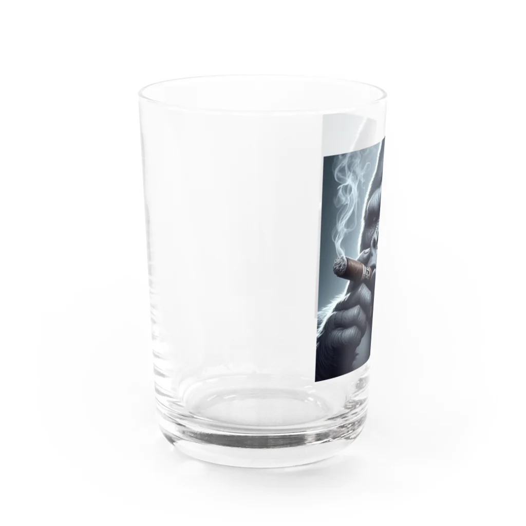 MASU_0420の葉巻を吸うゴリライラストグッズ Water Glass :left