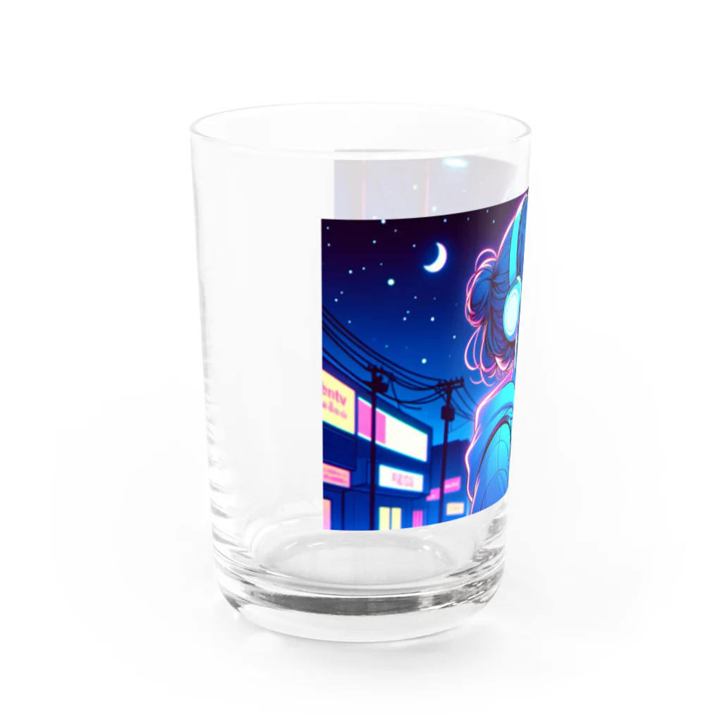 DesignColorsのネオンカラーな夜の少女 Water Glass :left