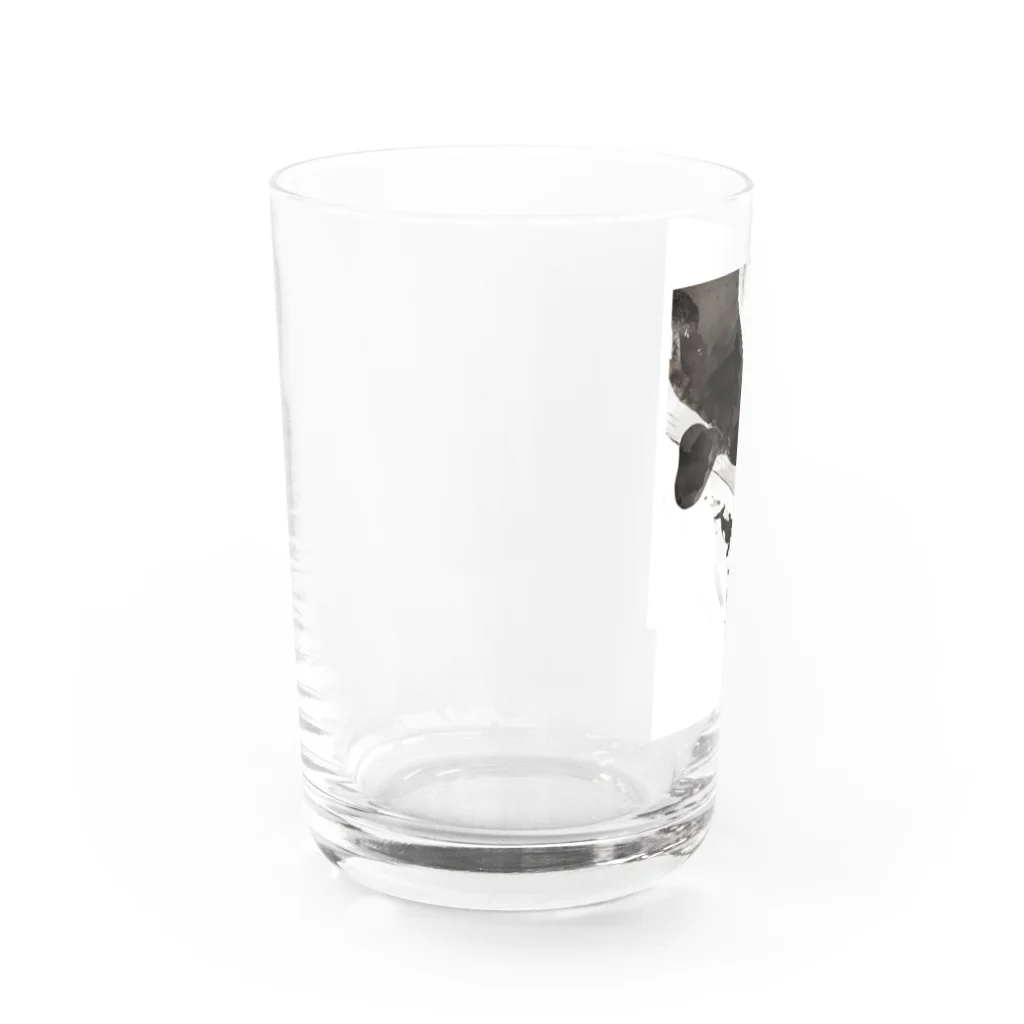 クマやんDesign図のシャチ群 Water Glass :left