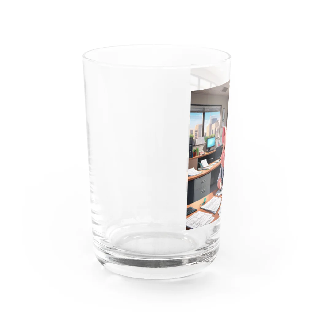 MTHの社内の文書を整理するミニブタ Water Glass :left