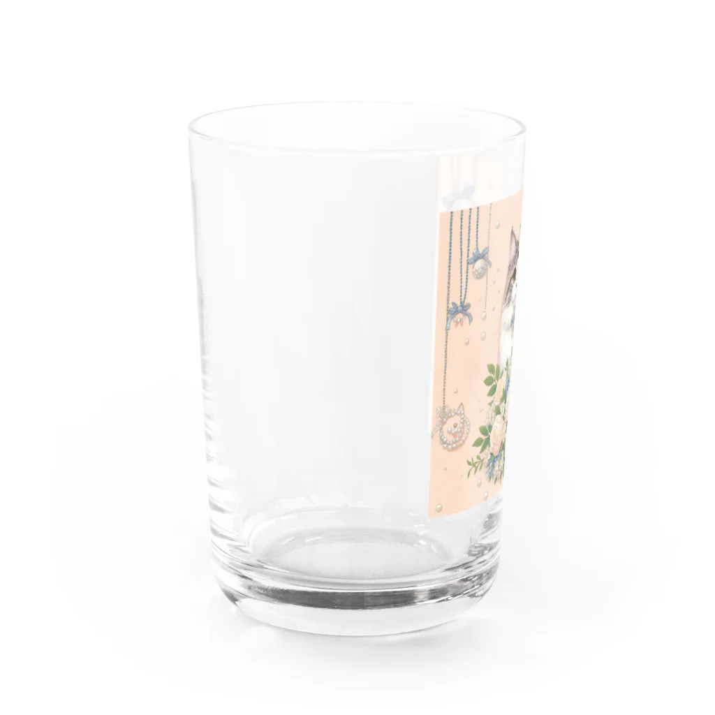 Y m @Y's shopの猫と薔薇　パールver. Water Glass :left