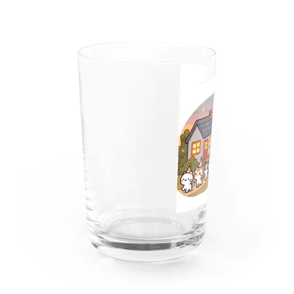 子猫カーニバルの子猫のパーティーの帰り Water Glass :left