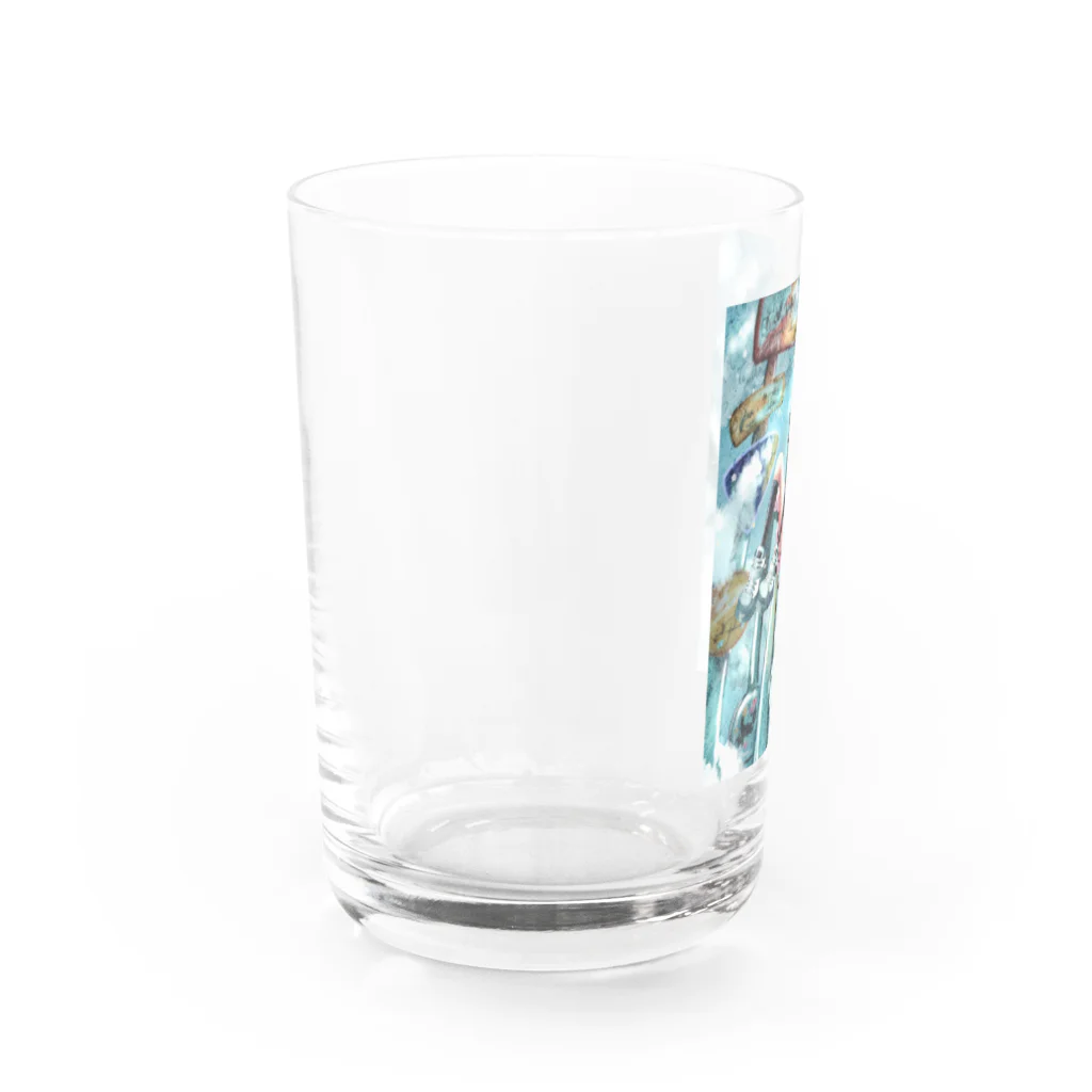 むぎちゃさぼてんの青に浮く Water Glass :left